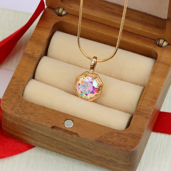 "Gold-Plated Iridescent Pendant – Radiant Glow, XPPT1392 - Picture 5 of 12